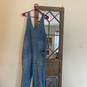We The Free Blue Denim Jumpsuit